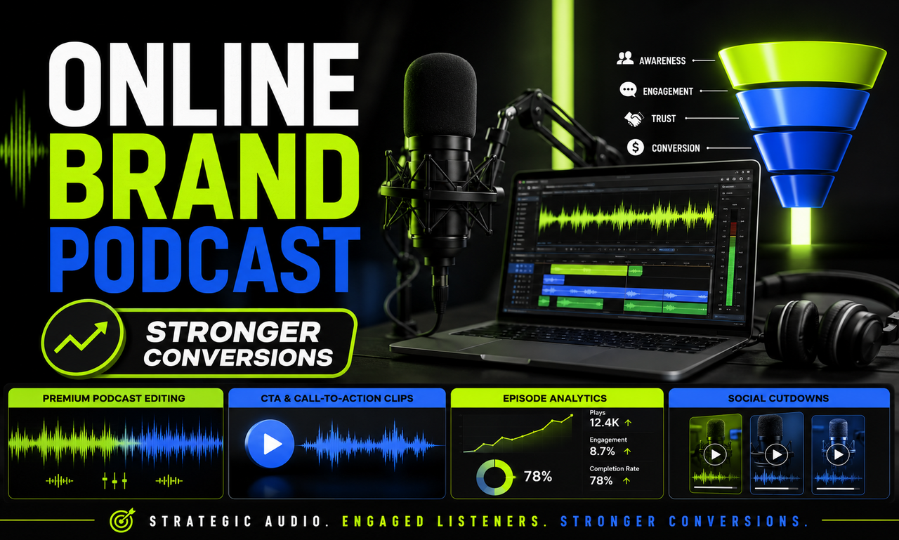 I will plan podcast editing for online brands focused on stronger conversions