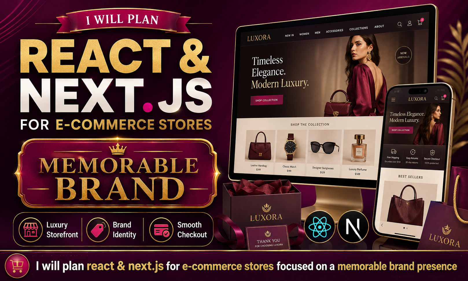 I will plan react & next.js for e-commerce stores focused on a memorable brand presence