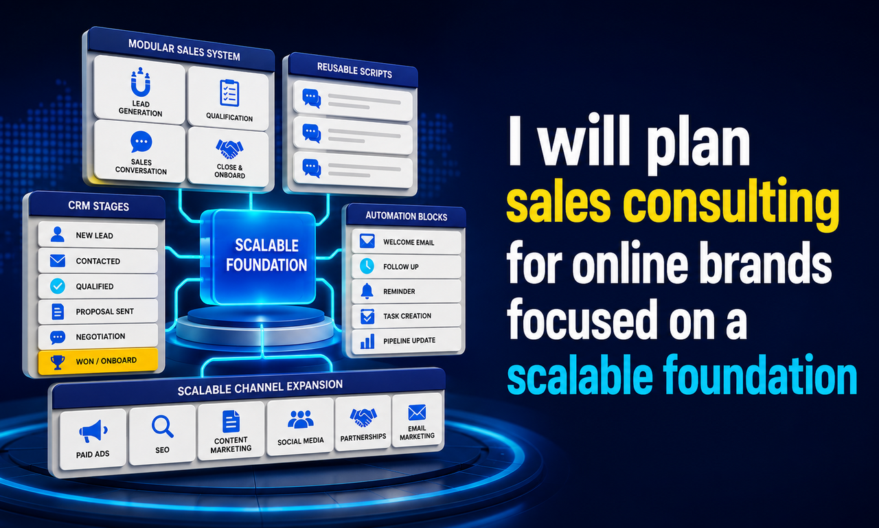 I will plan sales consulting for online brands focused on a scalable foundation