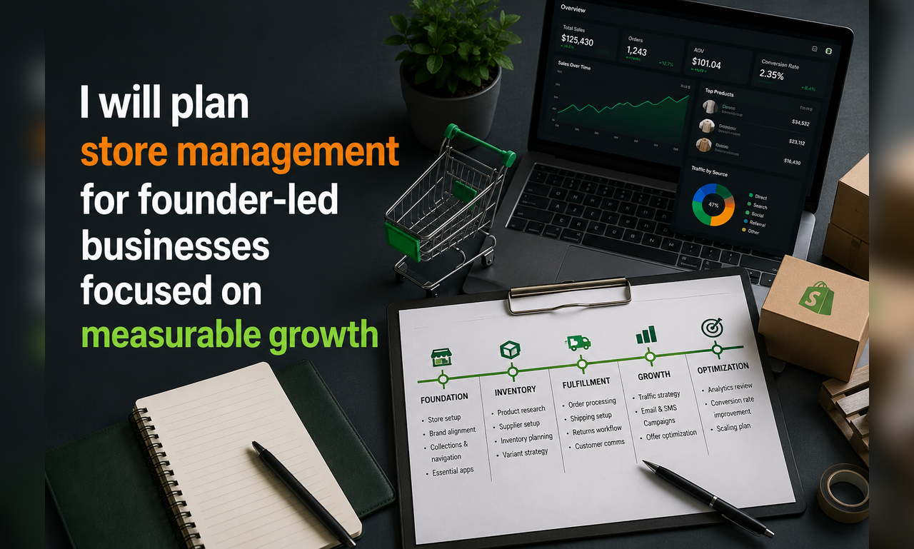 I will plan store management for founder-led businesses focused on measurable growth