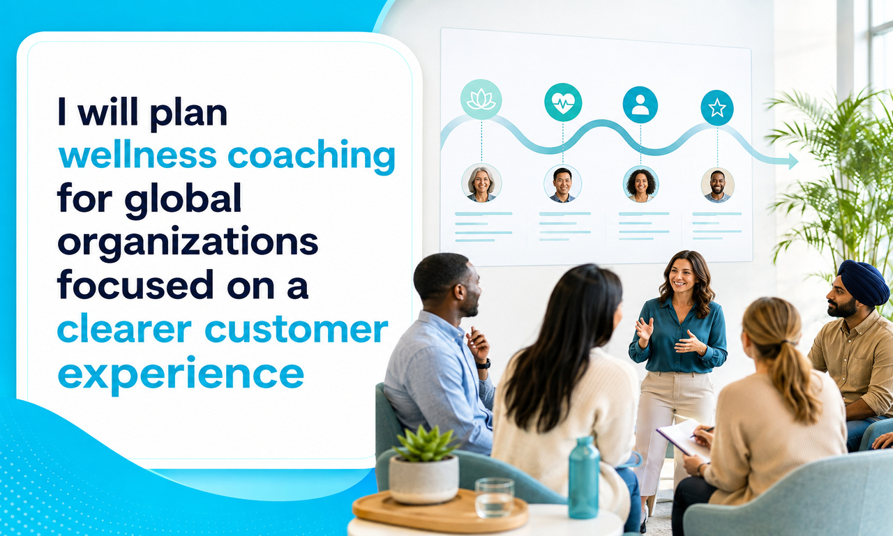 I will plan wellness coaching for global organizations focused on a clearer customer experience