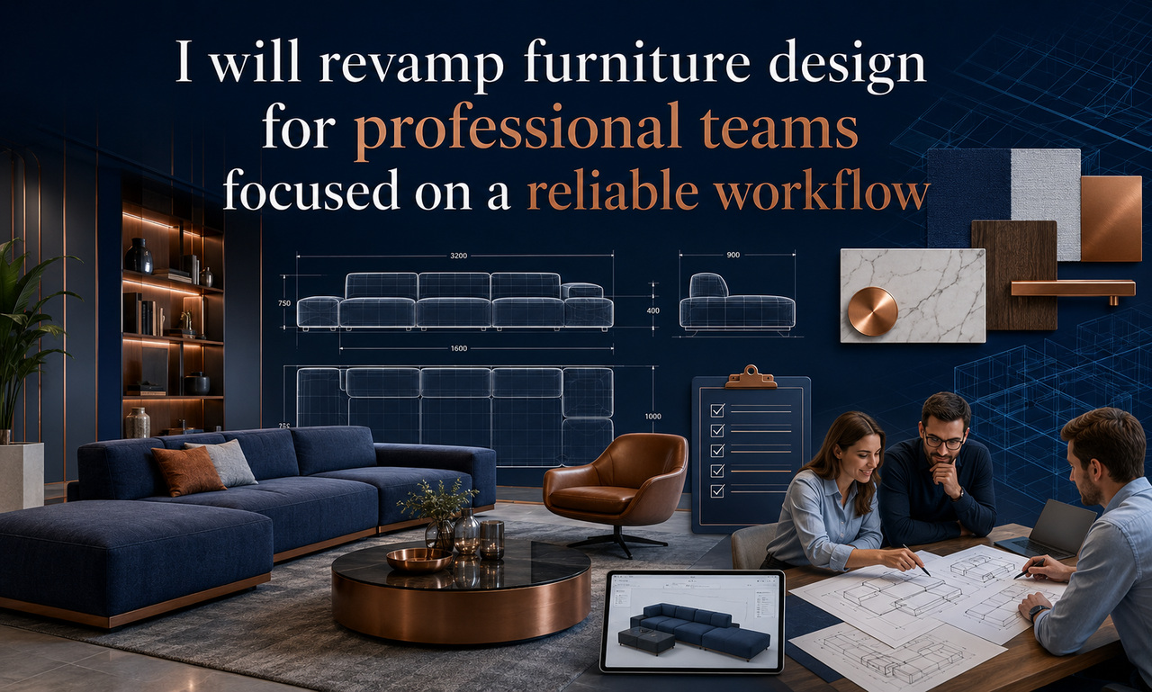 I will revamp furniture design for professional teams focused on a reliable workflow