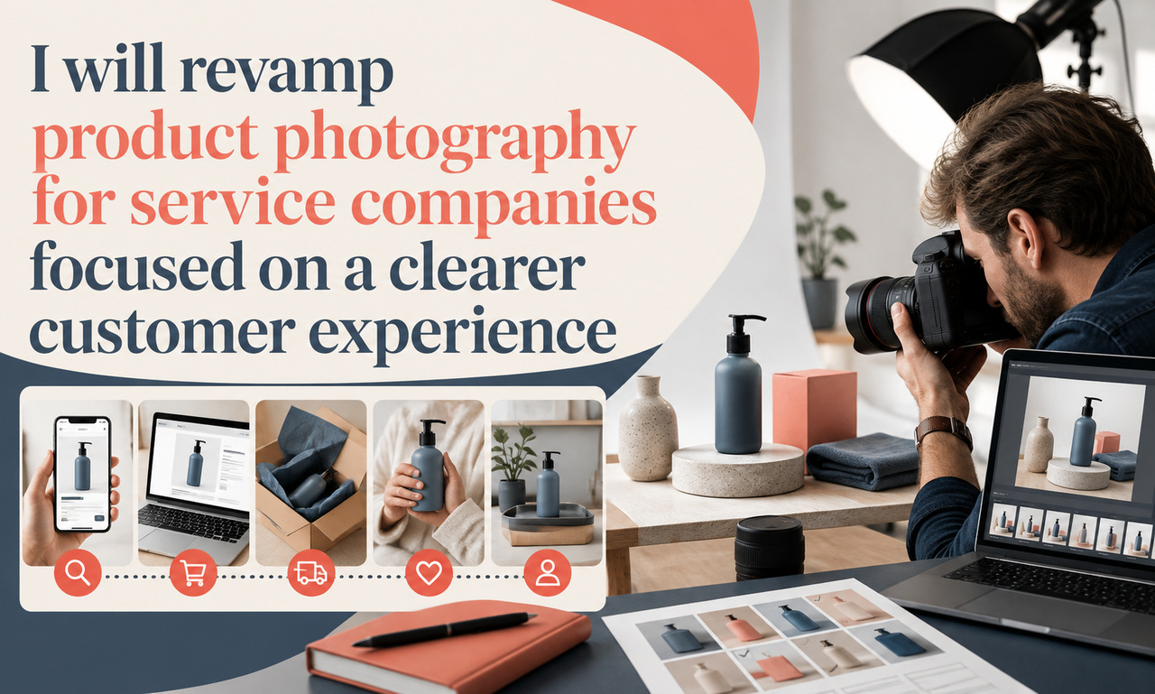 I will revamp product photography for service companies focused on a clearer customer experience