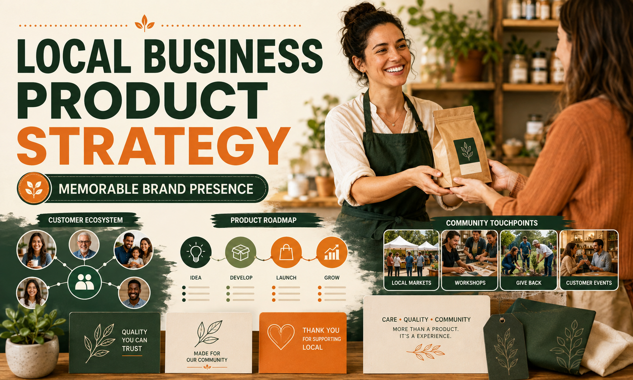 I will revamp product strategy for local businesses focused on a memorable brand presence