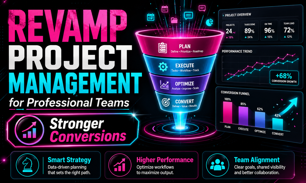 I will revamp project management for professional teams focused on stronger conversions
