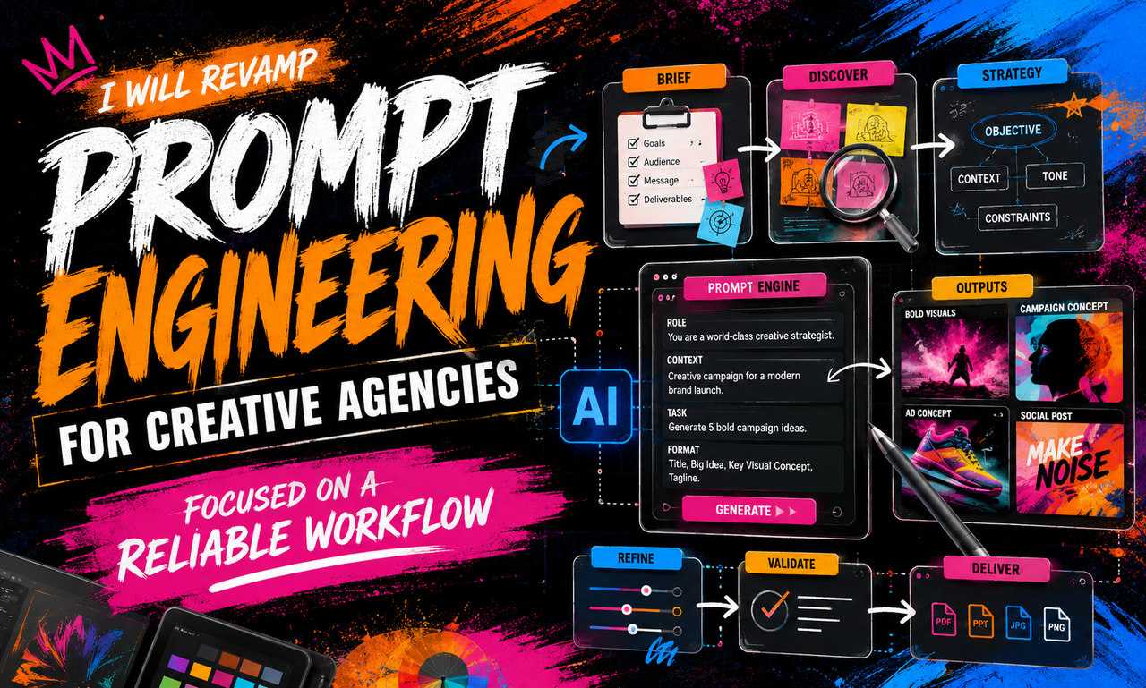 I will revamp prompt engineering for creative agencies focused on a reliable workflow