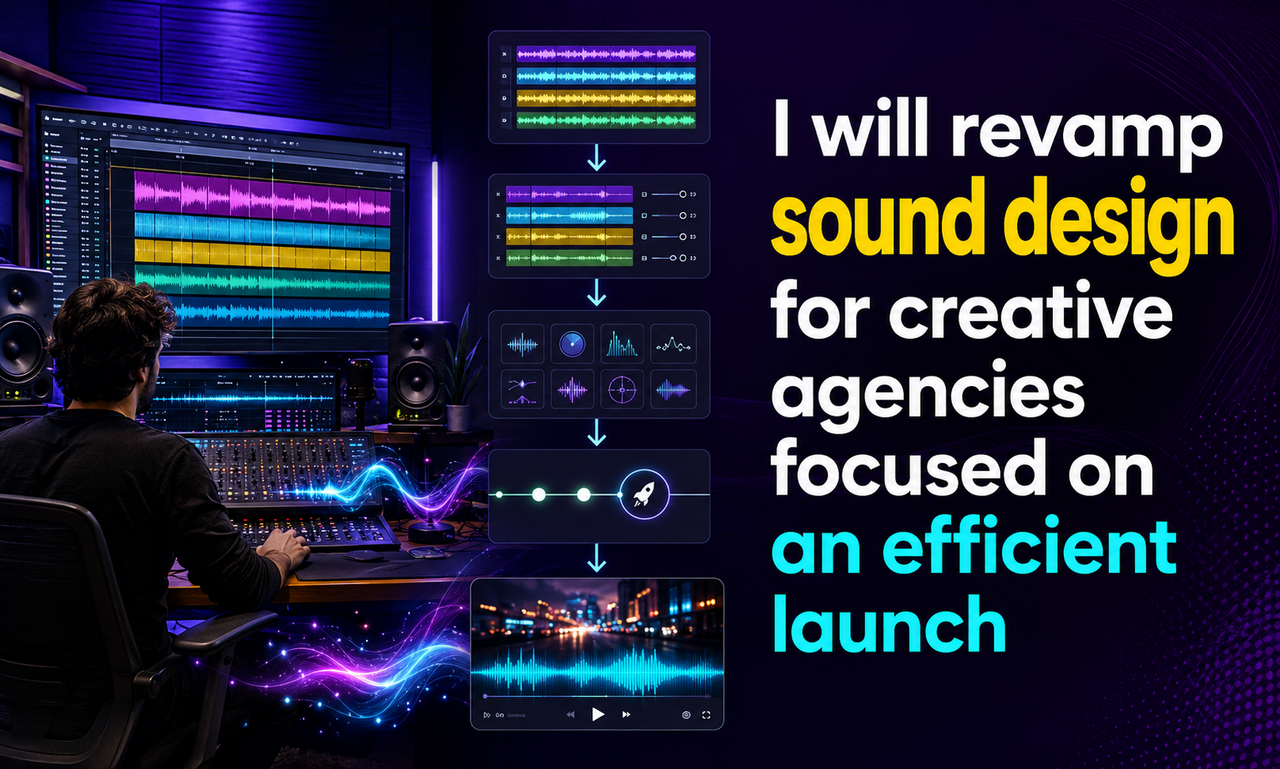 I will revamp sound design for creative agencies focused on an efficient launch