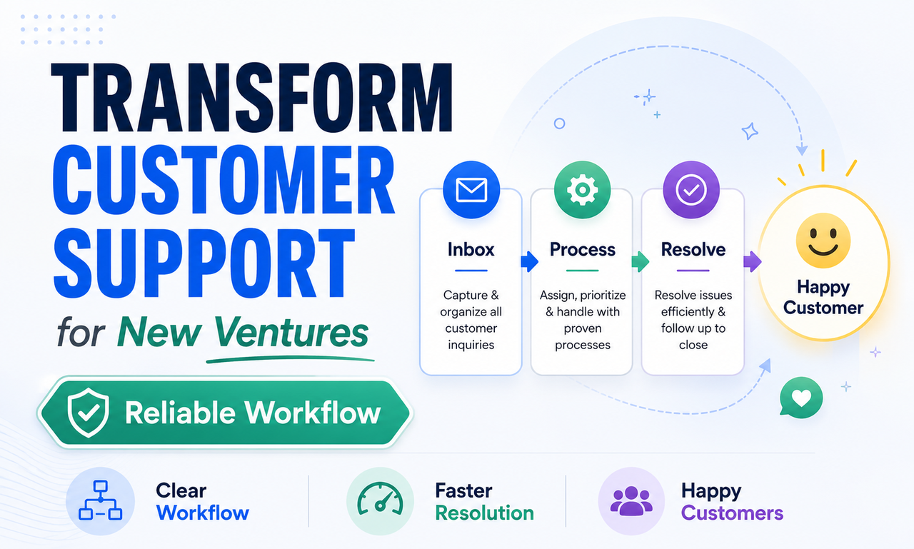 I will transform customer support for new ventures focused on a reliable workflow