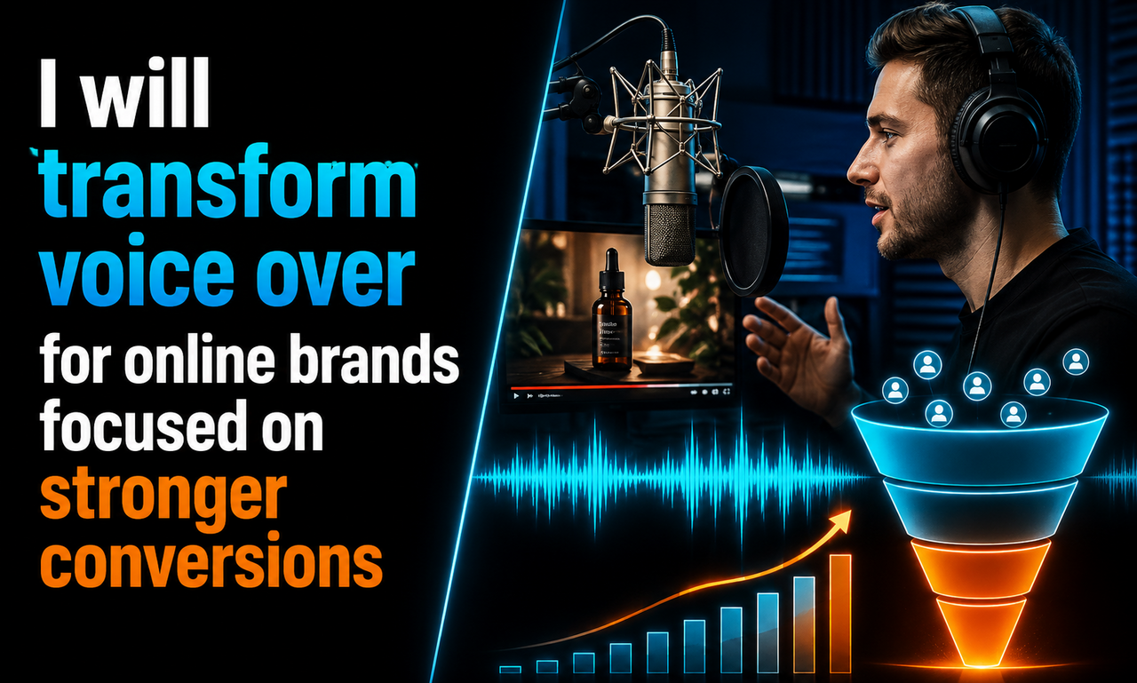 I will transform voice over for online brands focused on stronger conversions